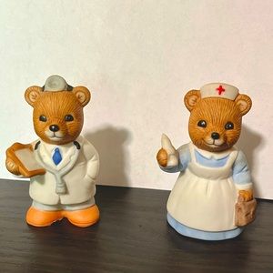 Vintage Homco Doctor Nurse Bears Healthcare Medical Workers Hospital figurines